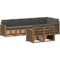 vidaXL Ensemble de salon de jardin 7 pièces, couleurs : naturel et anthracite