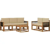 vidaXL Ensemble de canapés d'extérieur , 6 pièces, couleur naturelle