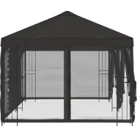 vidaXL Kiosque avec parois latérales, 6 x 3 m, anthracite, polyester et acier