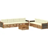 vidaXL Ensemble de salon de jardin 8 pièces, couleurs naturelles et crème