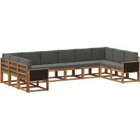 vidaXL Ensemble de salon de jardin 10 pièces, couleurs : naturel et anthracite