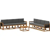 vidaXL Ensemble de salon de jardin 9 pièces, couleurs : naturel et anthracite