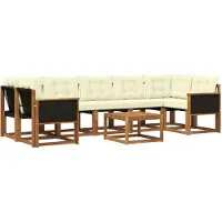 vidaXL Ensemble de salon de jardin 8 pièces, couleurs naturelles et crème