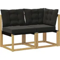vidaXL Canapé d'extérieur central et d'angle avec 2 coussins, blanc