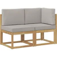 vidaXL Canapé d'extérieur central et d'angle, lot de 2, blanc, bois massif d'acacia
