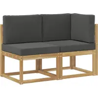 vidaXL Canapé d'extérieur central et d'angle, lot de 2, blanc, bois massif d'acacia