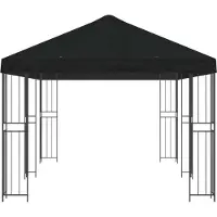 vidaXL , pavillon de jardin, 6 x 3 m, noir, polyester et acier, 190 gsm