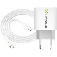 Avizar Mayaxess, chargeur 20 W pour iPhone 15 Plus + câble USB-C de 1 m, blanc
