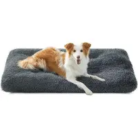 OEM Lit pour chien moelleux 110 x 73 cm, gris foncé, lavable en machine