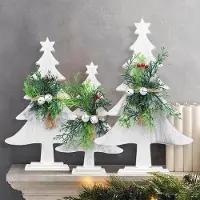 OEM Mini sapin de Noël en bois blanc avec ensemble de décorations en forme de clochettes
