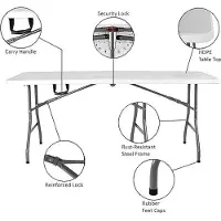 Famanu Table de pique-nique pliante 1,80 m, argentée, robuste