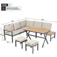 OEM Ensemble de salon en rotin : 2 chaises, 1 table et 4 poufs de jardin