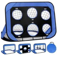 OEM But de football pour enfants - Filet d'entraînement de football 4-en-1 pratique et démontable - Bleu