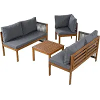 OEM Ensemble de mobilier de jardin pour 5 personnes avec banquette d'angle en osier