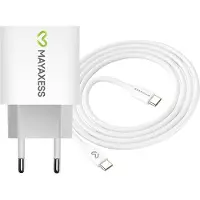 Avizar Mayaxess, chargeur 20 W pour iPhone 15 Pro Max + câble USB-C de 1 m, blanc