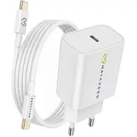 Avizar Mayaxess, chargeur 20 W pour iPhone 16e + câble USB-C de 1 m, blanc
