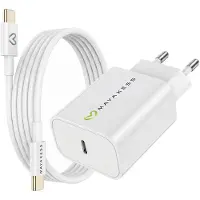 Avizar Mayaxess, chargeur 20 W pour iPhone 16 Plus + câble USB-C de 1 m, blanc