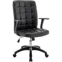 Meublorama Chaise de bureau KARDEN – Tissu noir – Accoudoirs – Pivotante – Pieds métal – Style ergonomique et contemporain