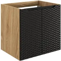 Meublorama Meuble sous vasque YOKA – Chêne clair et noir – L60 × P46 × H57 cm – À suspendre