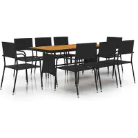 Syfax Ensemble à manger d'extérieur 9 pcs Résine tressée Noir