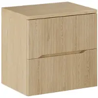 Meublorama Ensemble de salle de bain NATURA 60cm : meuble sous vasque + plan pour vasque aspect bois clair rainuré verticalement