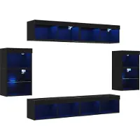 vidaXL : Ensemble de meubles TV, 8 pièces, imitation bois chêne, coloris noir, fabriqué en panneaux de particules
