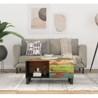 The Living Store Table basse 80x50x40 cm Vieux bois massif & bois composite