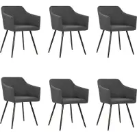 Syfax Chaises à manger lot de 6 gris foncé tissu