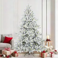 Prolenta Arbre de Noël blanc pliable, de qualité supérieure, en PVC et en acier, hauteur 210 cm