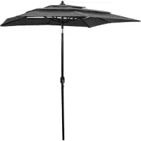 Prolenta Maison Exclusive - Parasol à mât en aluminium, 3 couches, anthracite, 2 x 2 m
