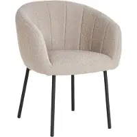 Meublorama Chaise SEVILLE – Tissu bouclé sable – Pieds métal noir – H79 x L57 x P62 cm