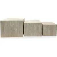 Menzzo Lot de 3 tables basses Balkor Effet Travertin Beige