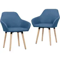 Syfax Chaises à manger lot de 2 bleu tissu