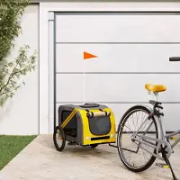 Prolenta Maison Exclusive - Remorque pour vélo, pour chiens, jaune et grise. Fabriquée en tissu Oxford et en fer