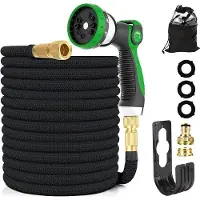 Famanu Tuyau d'arrosage flexible de 15 m - robuste, 10 modes de pulvérisation - raccords en cuivre - ne s'obstrue pas - idéal pour le jardin et la maison