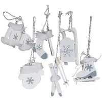 OEM Décoration pour sapin de Noël, lot de 6 pièces, en bois blanc