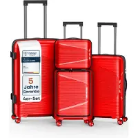 4FLY Ensemble de valises à coque rigide , 4 pièces (S/M/L/XL) – avec serrure TSA, 4 roulettes doubles pivotantes, trousse de toilette, bagage à main et bagage en soute