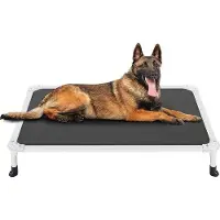 OEM Lit rafraîchissant pour chien avec cadre en aluminium et pieds antidérapants, noir, 107 x 76