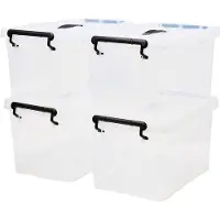 OEM Lot de bacs de rangement transparents avec couvercle et poignée, 35 L, 53 x 39 x 25 cm, pour la maison et la salle de bains