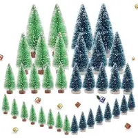 OEM 36 mini-sapins de Noël, 4 tailles, décorations de Noël miniatures vertes, petites décorations de Noël avec effet neige