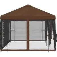 vidaXL , tonnelle avec parois latérales, 6 x 3 mètres, couleur marron, en polyester et en acier