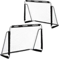 OEM Buts de football set de 2 pour enfants et adultes 110x150x75 cm porte de jardin stable noire buts de football en métal set de 2