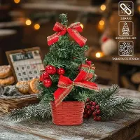 OEM Petits sapins de Noël artificiels de 20 cm avec guirlandes lumineuses LED et décorations