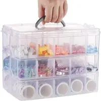 OEM Boîte en plastique transparente à 3 compartiments avec poignée