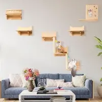 OEM Ensemble de 5 éléments pour mur d'escalade pour chat, en bois, solide, avec des balles en peluche