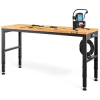 OEM Établi réglable 135 x 46 x 97 cm, en bois, charge maximale 900 kg, réglable en hauteur, avec prises électriques, pieds en caoutchouc