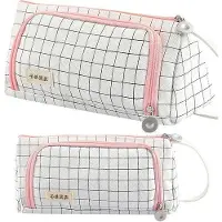 OEM Pochette à crayons à 3 compartiments pour filles et adolescentes, grande capacité, rayures blanches.