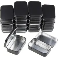 OEM Boîtes de rangement rectangulaires en métal - 20 pièces - noir - 9,5 x 6,2 x 2,0 cm