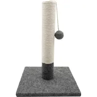 OEM arbre à chat de 42 cm en jute et tissu résistant avec jouet à chat à pompons au design moderne - gris et blanc, base stable 30 x 30 cm