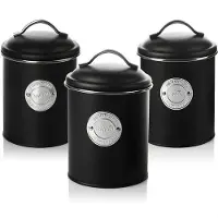 OEM 3x Cafetière - Verres de conservation décoratifs avec couvercle pour café, thé, cacao - Set de 3 designs - Couleur noire